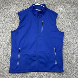 33,000  Ft Vest Mens XL Blue Full Zip Mock Neck Pockets Outdoors Athleisure Golf